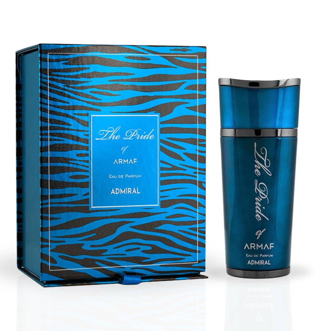 Armaf Pride of Armaf Admiral Eau de Parfum spray bottle, 100ML, featuring a sleek design for men’s fragrance.