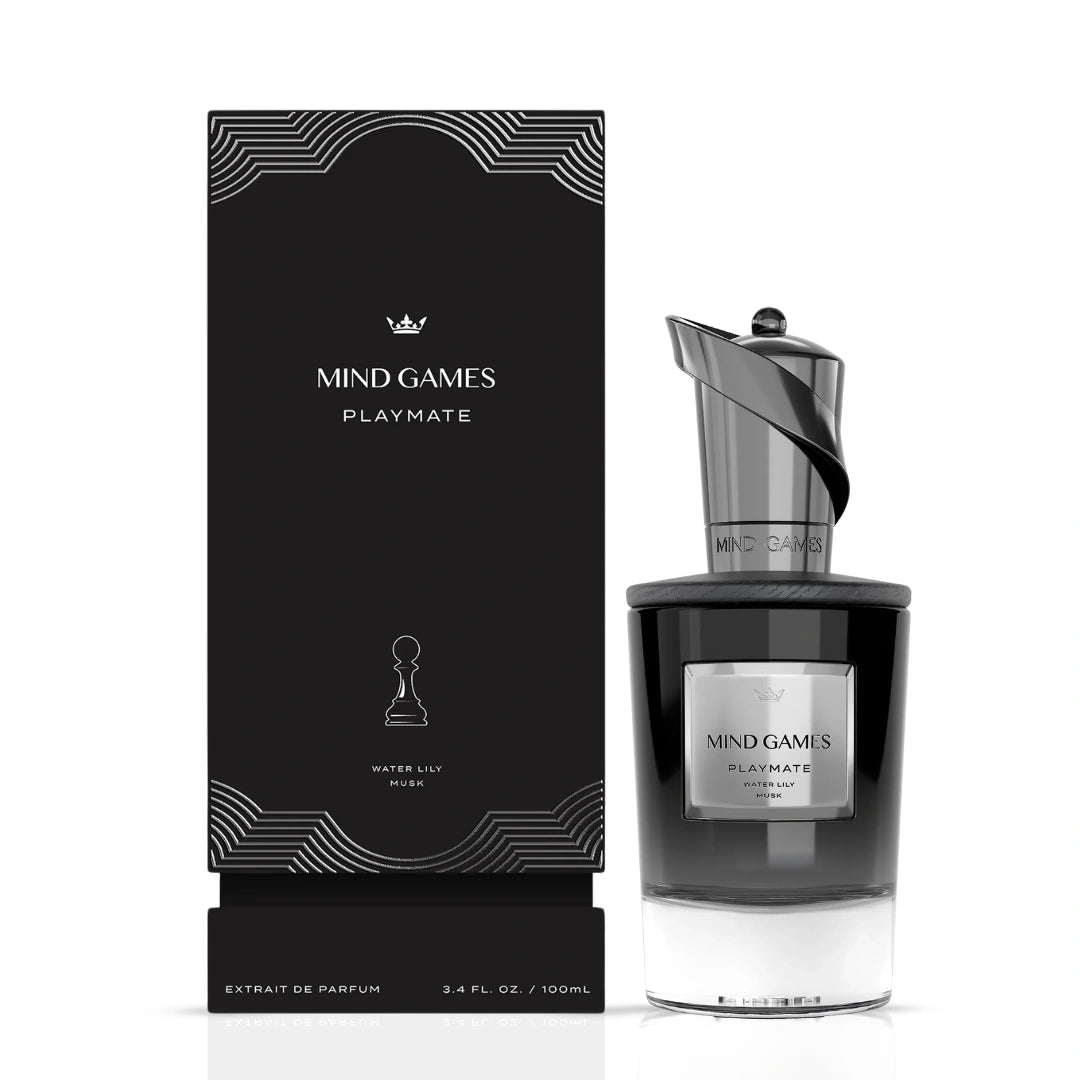 Playmate Extrait de Parfum by Mind Games, 100ml EDP bottle with elegant design, showcasing the luxurious fragrance container.