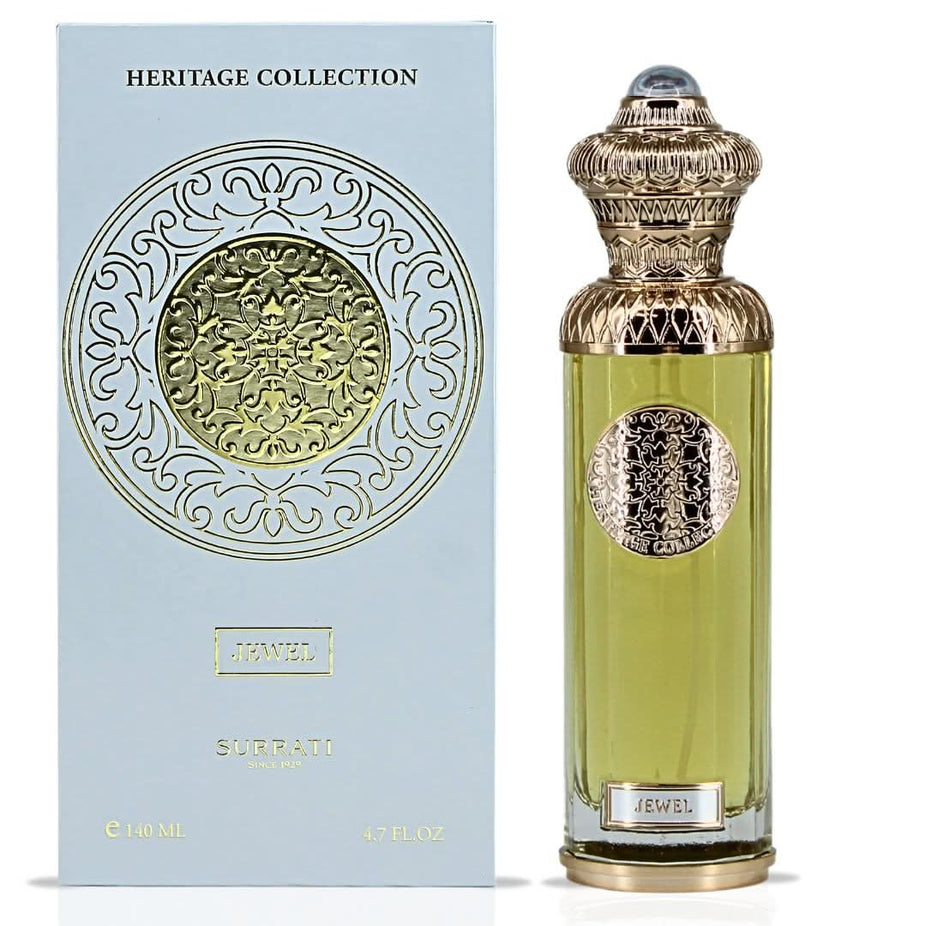 Surrati Jewel Eau de Parfum Spray 140ml bottle with elegant packaging and floral design, showcasing a luxurious fragrance.