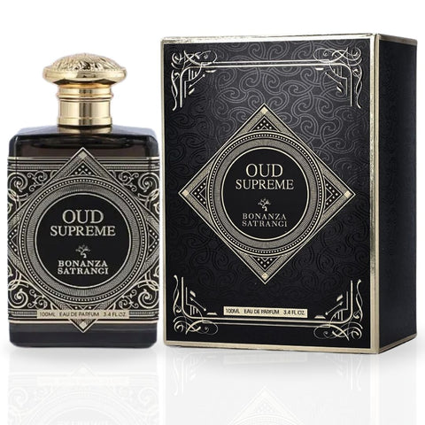 Oud Supreme EDP Spray 100ML (3.4 OZ) by Bonanza Satrangi | Long Lasting, Refreshing, Warm Woody, Musky, Luxurious Fragrance. - Intense Oud