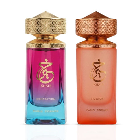 Khair Confection & Khair Fusion Eau de Parfum Sprays 100ml (3.4 oz) by Paris Corner (Bundle)