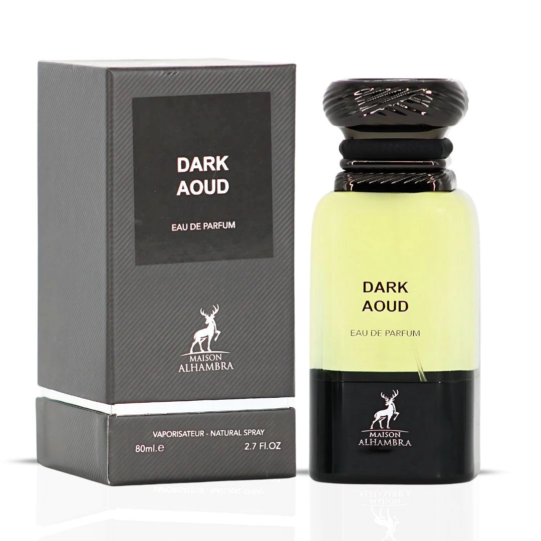 Dark Aoud Eau de Parfum Spray 80ml (2.7 oz) by Maison Alhambra | Spice & Smoke, Softened by Sensual Woods - Intense Oud