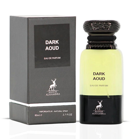 Dark Aoud Eau de Parfum Spray 80ml (2.7 oz) by Maison Alhambra | Spice & Smoke, Softened by Sensual Woods - Intense Oud