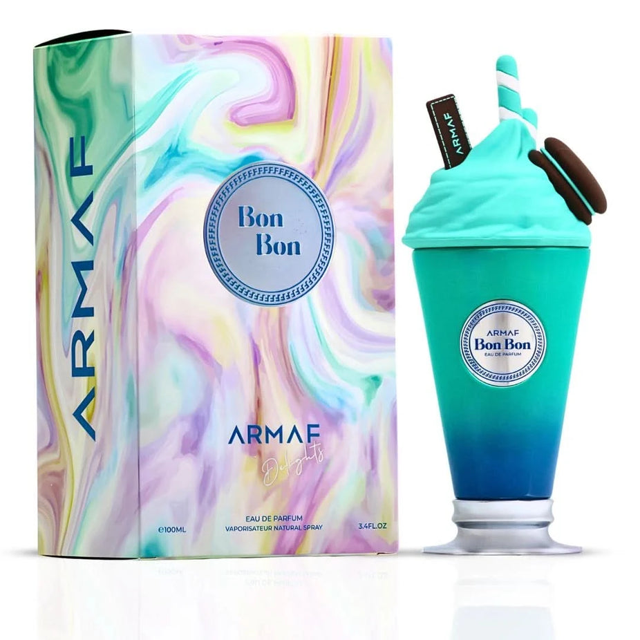 Armaf Delights Bon Bon Eau de Parfum Spray 100ml bottle with elegant packaging and fragrance details.