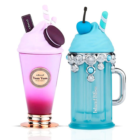 Yum Yum & Island Bliss Eau de Parfum Spray, 100ml (3.4 oz) by Armaf Delights | Two Irresistible Journeys Into Fruity-Floral Paradise (Bundle) - Intense Oud