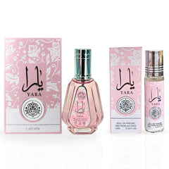 Yara EDP Spray 50 ML (1.7 OZ) & Yara Roll-On Perfume Oil CPO - 10ML (0.34 OZ) By Ard Al Zaafaran | Experience the Floral Elegance. (MAJESTIC BUNDLE) - Intense Oud
