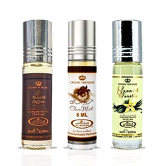 Choco Musk, Spanish Vanilla & French Coffee Perfume Oils 6ML (0.2 OZ) By Al Rehab | A Gourmand Trio Of Sweet, Creamy & Indulgent Scents. (GOURMAND BUNDLE) - Intense Oud