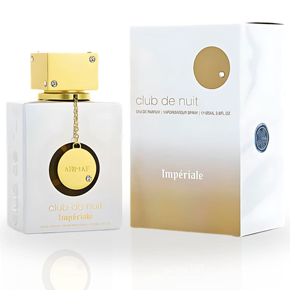 Armaf Club De Nuit Imperiale Eau de Parfum spray bottle, 105ml, with sleek black packaging and silver accents.