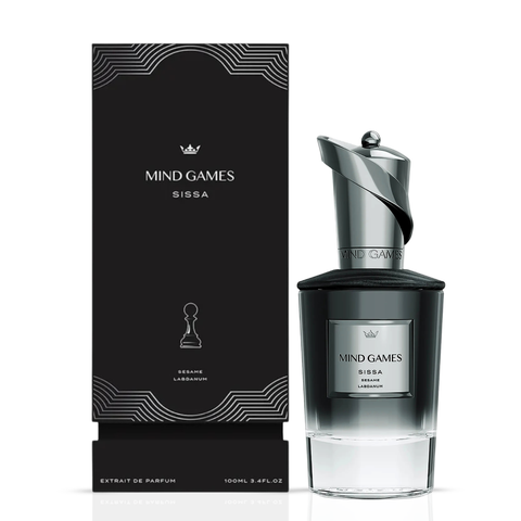 Sissa Extrait de Parfum 100ml by Mind Games, elegant glass bottle of EDP extrait de parfum with a sleek design.