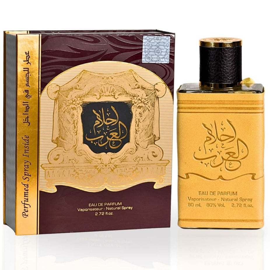 Ahlam Al Arab EDP spray by Ard Al Zaafaran, 80ML, featuring a luxurious, long-lasting fragrance bottle with elegant design.