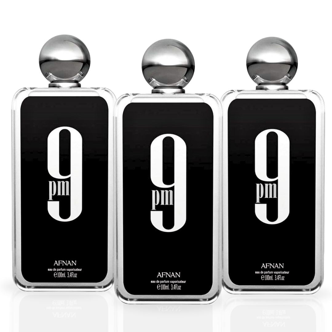 9pm EDP Spray 100ML (3.4OZ) By Afnan | Unlock your charm with this perfume for men. (PACK OF 3) - Intense Oud