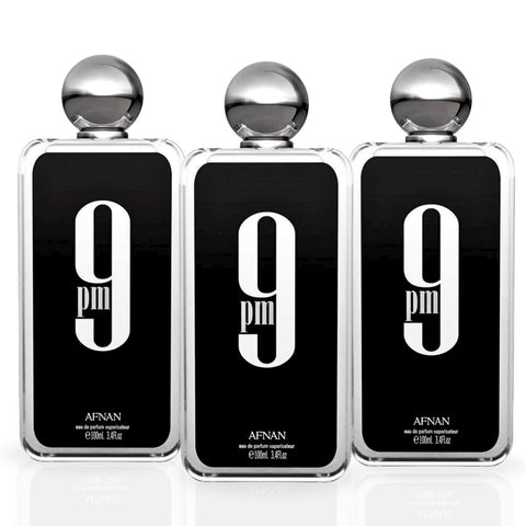 9pm EDP Spray 100ML (3.4OZ) By Afnan | Unlock your charm with this perfume for men. (PACK OF 3) - Intense Oud