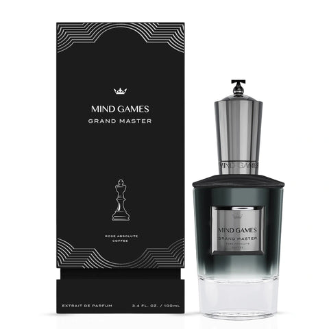 Grand Master Extrait de Parfum by Mind Games, 100ml EDP bottle with elegant packaging and sleek design.