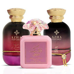 Pink Blush by Ard Al Zaafaran, Al Maha & Lulu by Azha – Eau de Parfum Sprays 100ML (3.4 OZ) | Feminine & Enchanting—Three Scents That Layer Sweetness, Florals & Depth (Bundle)