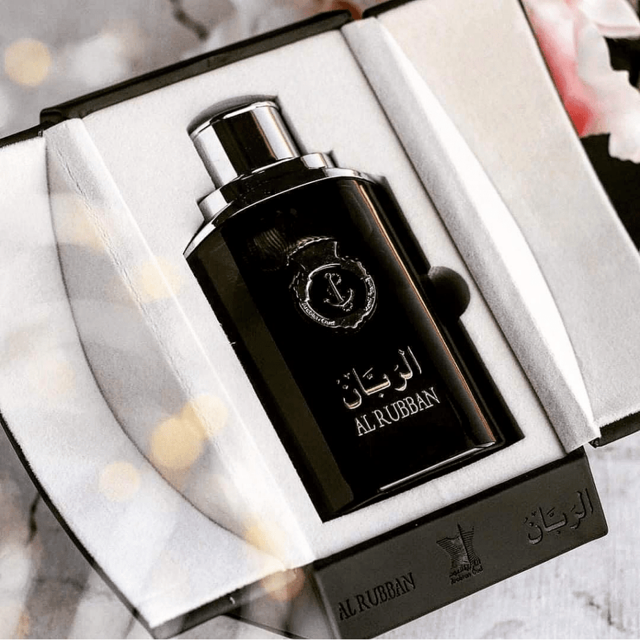 Arabian Oud Al Rubban EDP Eau De Parfum 120ml bottle with elegant packaging and branding, showcasing the fragrance's luxurious design.