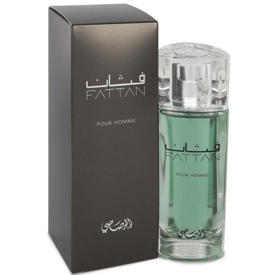 Fattan for Men Eau de Parfum spray by Rasasi, 50ml bottle with elegant packaging and fragrance details visible.