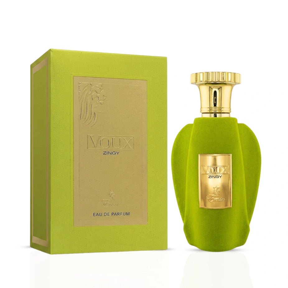 Voux Zingy Eau de Parfum Spray by Paris Corner, 100ml bottle with elegant packaging, showcasing the perfume's vibrant design.