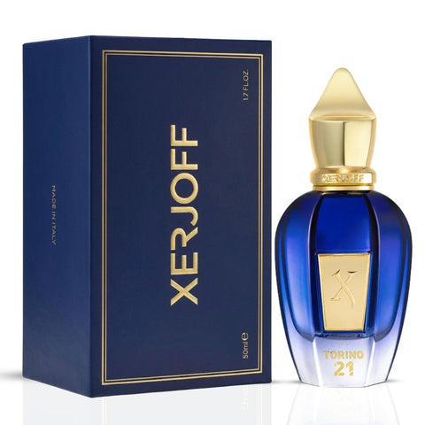 Torino21 Eau de Parfum spray by Xerjoff, 50ml bottle with elegant packaging, showcasing the luxurious fragrance.