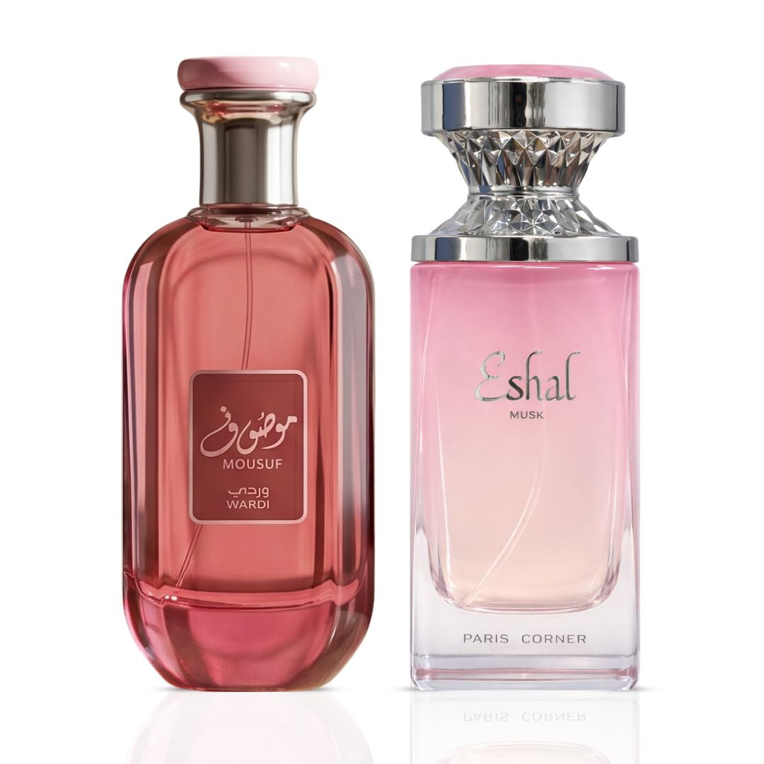 Mousuf Wardi By Ard Al Zaafaran & Eshal Musk By Paris Corner Eau De Parfum Sprays 100ml (3.4 oz) (Bundle)