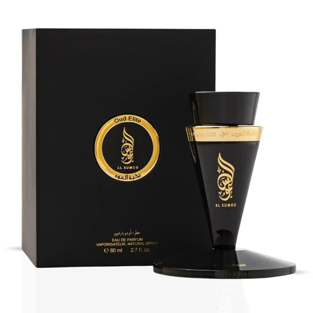 Al Sumou Eau De Parfum by Oud Elite in an 80 ML bottle, featuring a sleek glass design and elegant fragrance details.