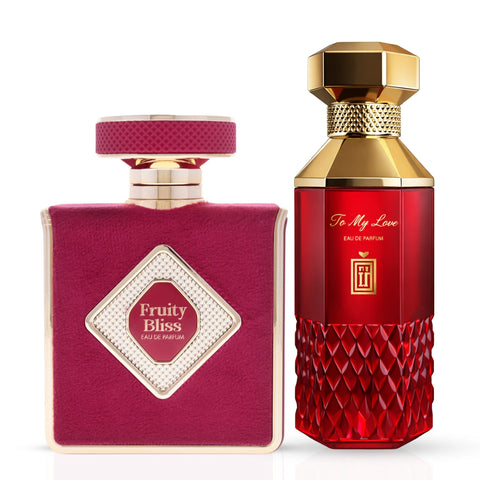 Fruity Bliss Eau de Parfum Spray 100ml (3.4 oz) by Elite Risala & To My Love Eau De Parfum Spray 100ml (3.4 oz) By Aura Fragrances (Bundle)