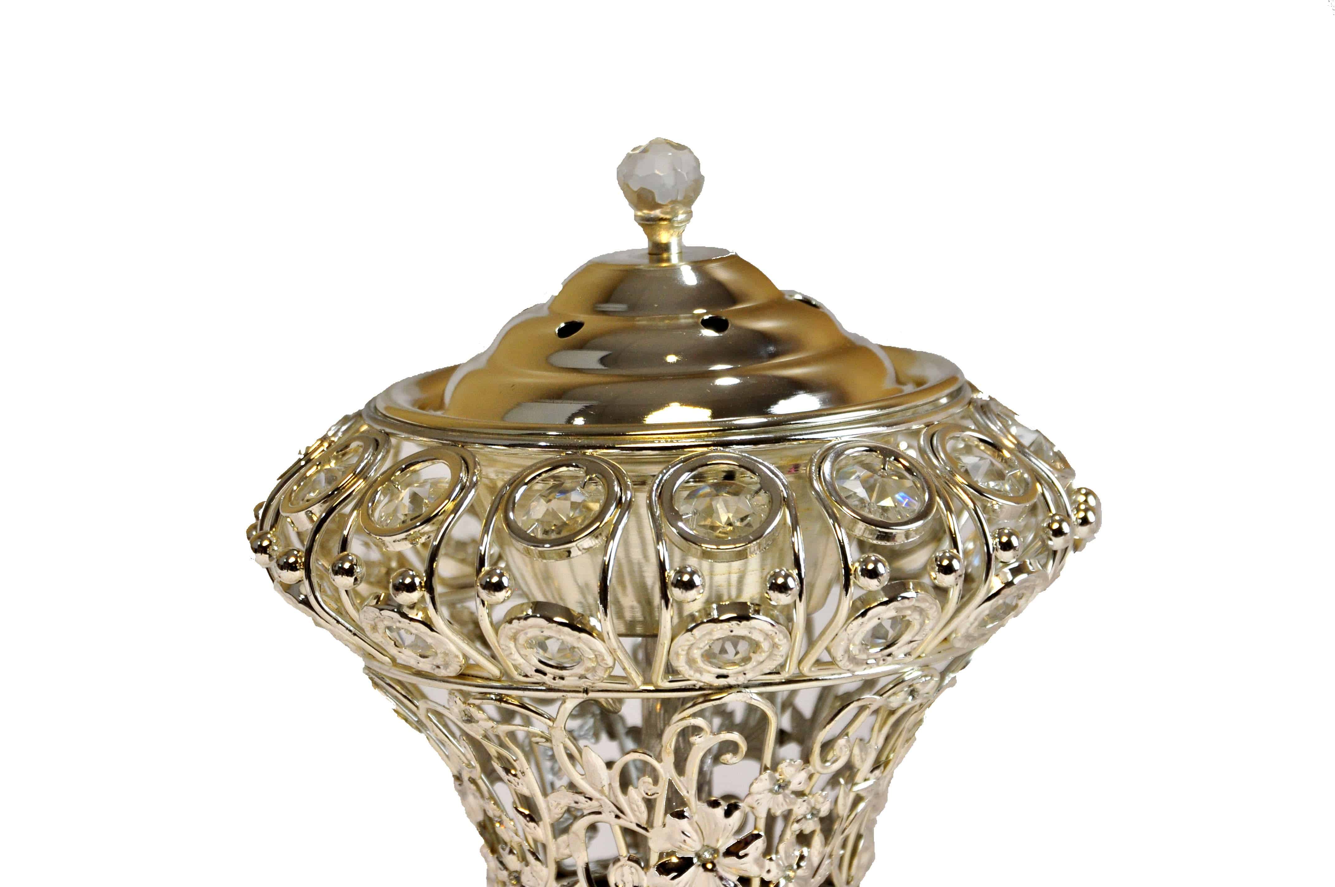 Arab Incense Bakhoor Burner - 10 inch Silver by Intense Oud - Intense oud