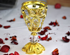 Arabia Incense/Bakhoor Burner (Mabkhara) -Oud Burner, Metal,Tray Inside 5 inch Tall (Golden) - Intense oud