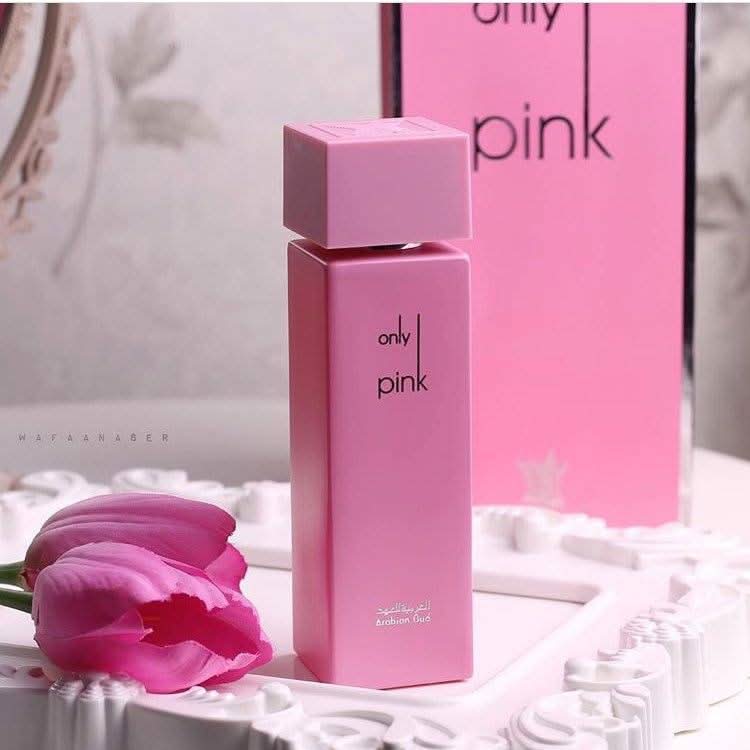 Arabian Oud Only Pink for Women EDP 100ml bottle with pink and gold accents, elegant perfume packaging.