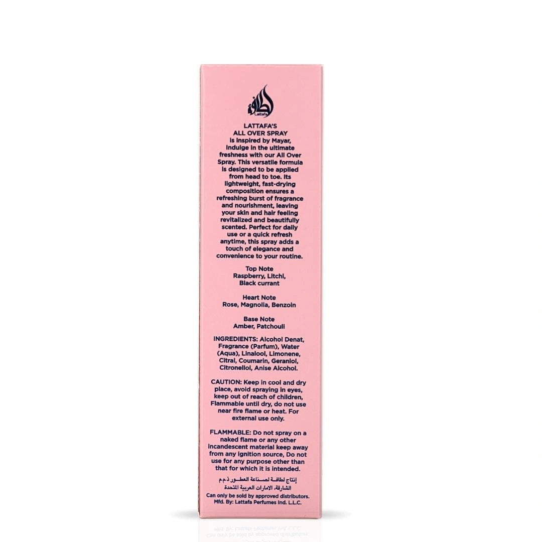 Mayar All Over Spray 150ml (5.07 oz) by Lattafa | Fruity Enough to Flirt, Floral Enough to Enchant - Intense Oud