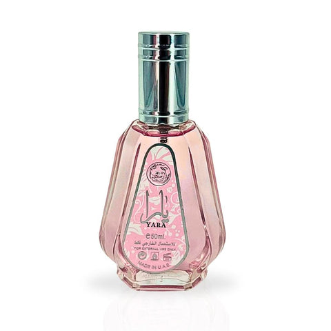Yara Eau de Parfum Spray by Ard Al Zaafaran in a velvet pouch, 50ml (1.7 oz), featuring elegant bottle design.