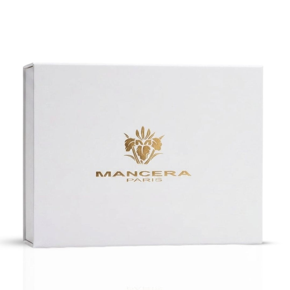 Mancera Discovery Set with five 8ml Eau de Parfum bottles, showcasing elegant packaging and variety of fragrances.