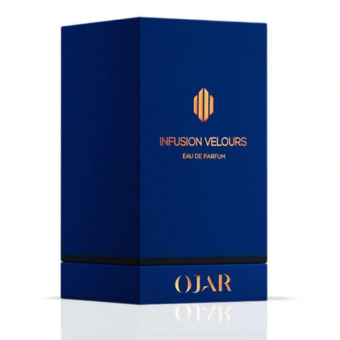 Ojar Infusion Velours Eau De Parfum spray bottle, 100ml, with elegant packaging and branding visible in the image.