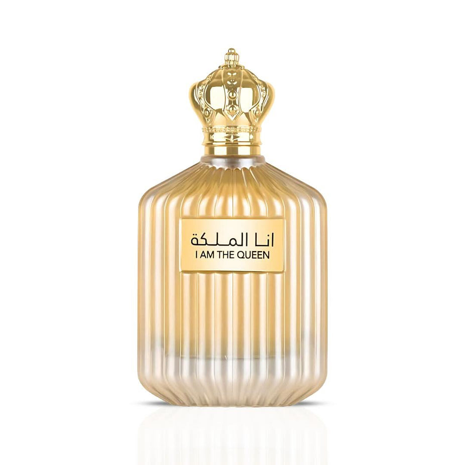 Elegant bottle of I am the Queen Eau De Parfum for Women by Ard Al Zaafaran, 100mL, with floral and oriental fragrance notes.