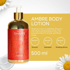 Hamidi Shams Edition Ambre Body Lotion 500ml (16.9 OZ) By Hamidi | Ultra Moisturizing, Skin-Nourishing, Replenishes Dry Skin, Sweet Fragrance. - Intense Oud