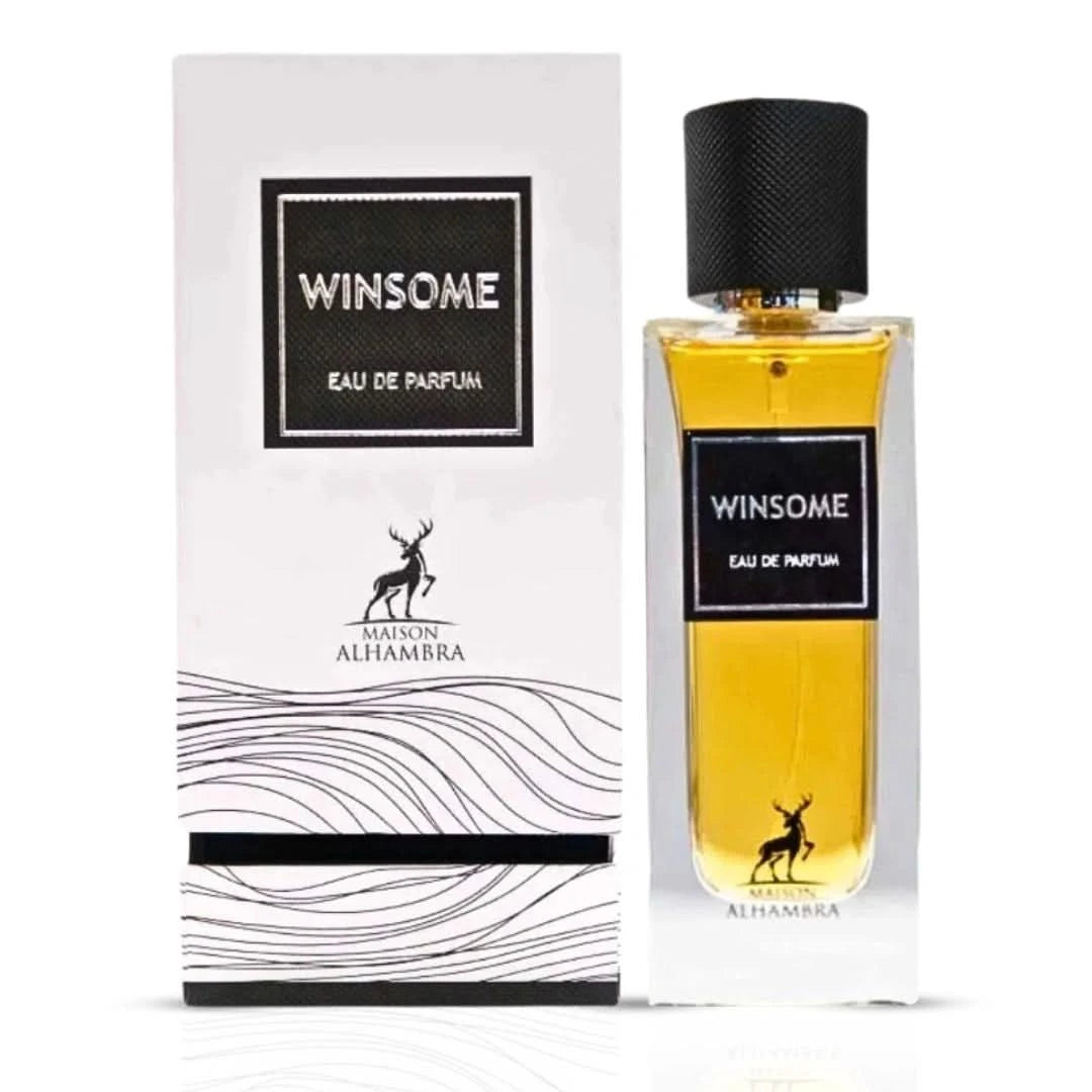 Armaf Niche White Diamond Eau de Parfum spray and Maison Alhambra Winsome bundle, 100ml, featuring elegant perfume bottles.