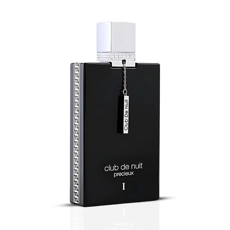 Armaf Club De Nuit Precieux I Extrait de Parfum spray 55ml bottle, elegant black design, showcasing the luxury fragrance.