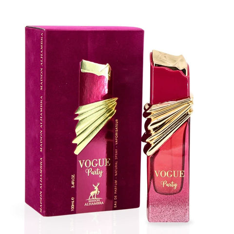 Maison Alhambra Vogue Party Eau de Parfum spray 100ml bottle, elegant design, suitable for special occasions