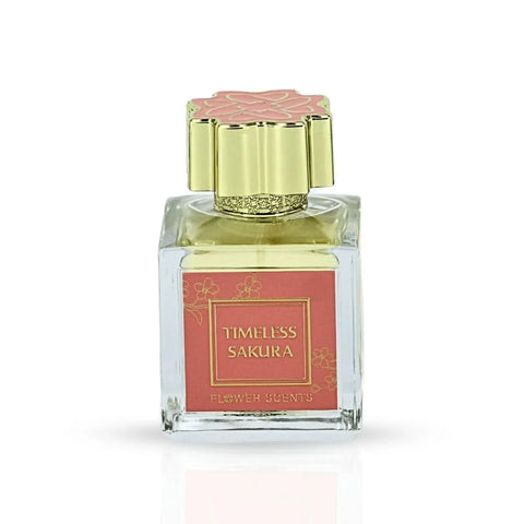 Flower Scents Timeless Sakura Eau de Parfum spray 65ml bottle, elegant floral fragrance with pink blossom design.