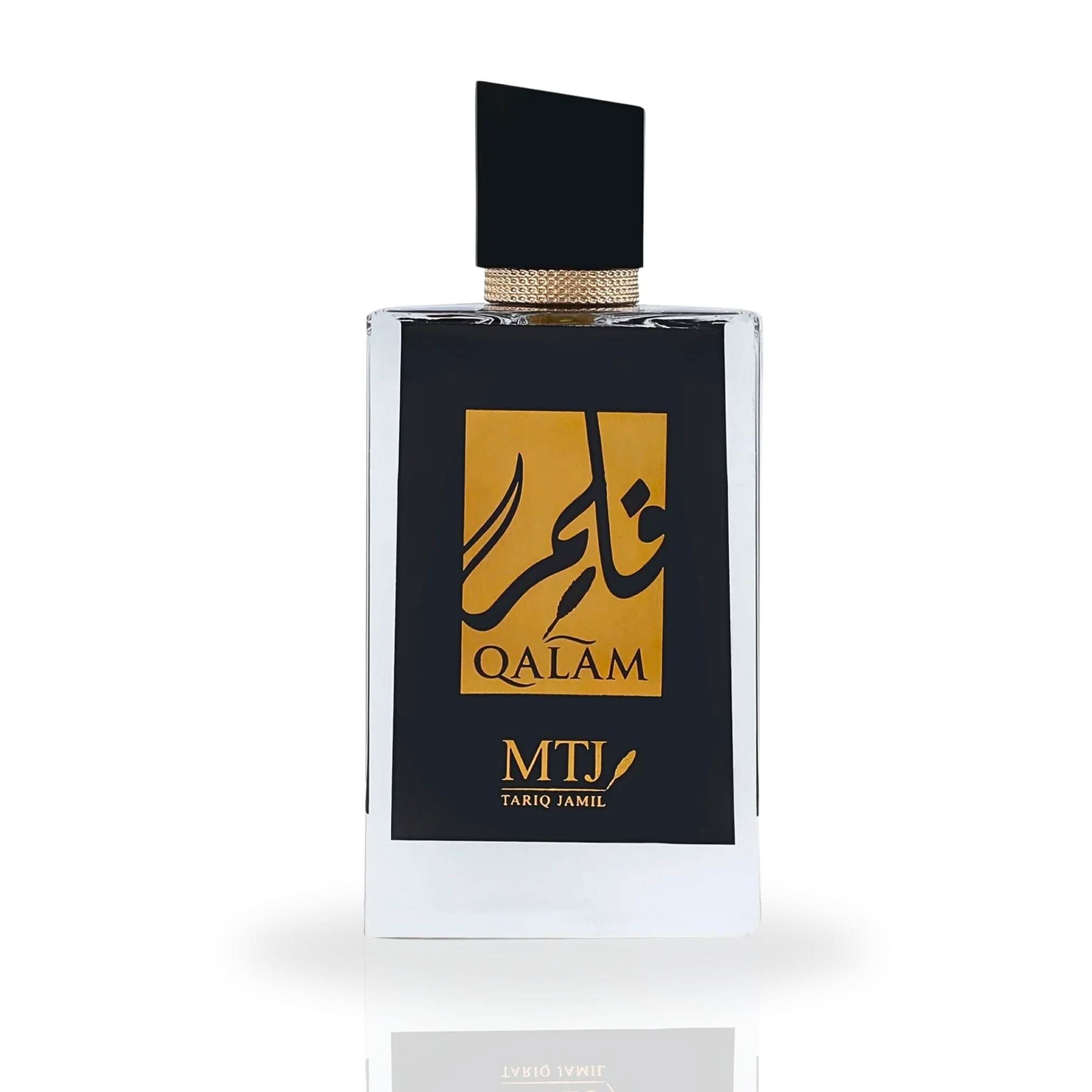 MTJ Qalam EDP spray 100ML, long-lasting unisex perfume with warm spicy, musky, floral notes in a sleek bottle.