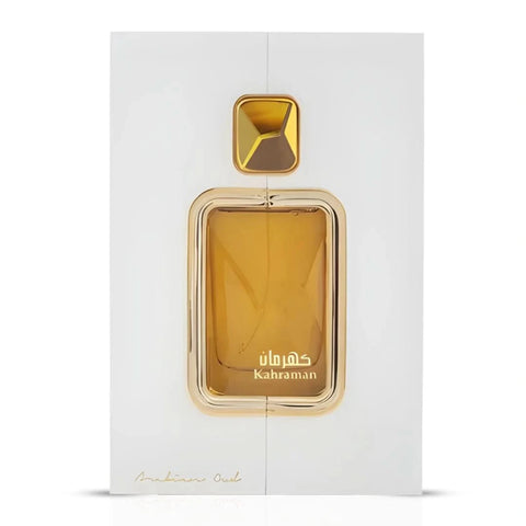 Kahraman Eau de Parfum Spray by Arabian Oud, 100ml bottle with elegant design, showcasing the luxury fragrance packaging.