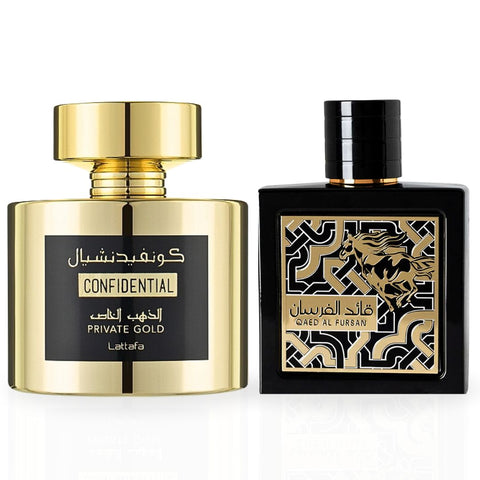 Qaed Al Fursan 90ml & Confidential Private Gold 100ml Eau de