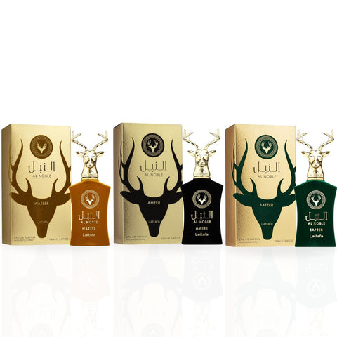 Al Noble Ameer, Wazeer, Safeer EDP Spray 100ML (3.4 OZ) By Lattafa | Exude Masculinity With These Compelling Fragrances. (COLLECTION) - Intense Oud