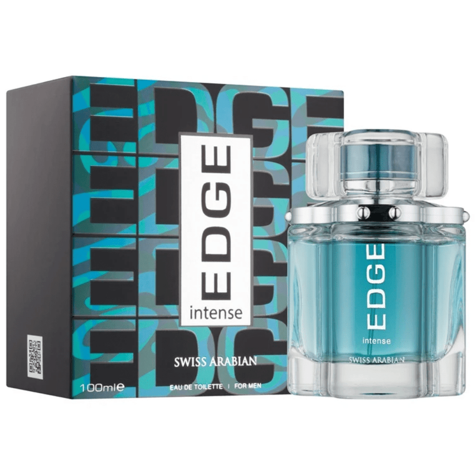 Swiss Arabian Edge 3-piece EDP men’s collection including Edge, Mr. Edge, and Edge Intense, 3.4 oz bottles.