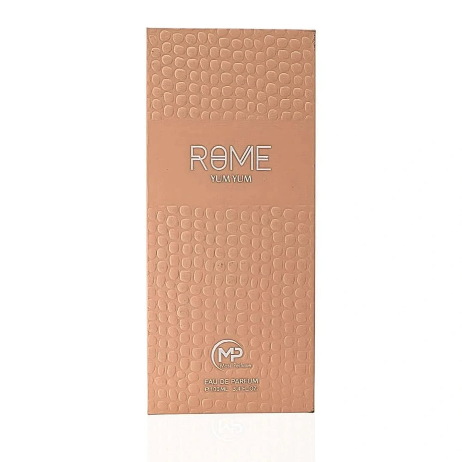 Rome Yum Yum Eau De Parfum Spray by Mast Perfume, 100ml bottle with elegant packaging and perfume spray nozzle.