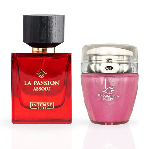 YARA Hand & Body Lotion 45ML (1.53 OZ) By Ard Al Zaafaran & La Passion Absolu for Women EDP Spray 100ML (3.4 OZ) by Intense Elite | Luxurious Fragrance Experience. (DYNAMIC BUNDLE) - Intense Oud