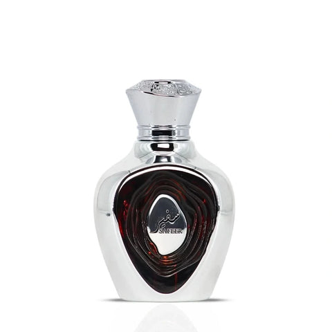 Lattafa Niche Emarati Safeer Eau De Parfum spray in velvet pouch, 100ml, featuring elegant bottle and luxurious packaging.