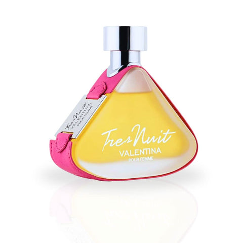 Armaf Tres Nuit Valentina Pour Femme EDP spray bottle with elegant packaging and floral design, 100ml perfume for women.