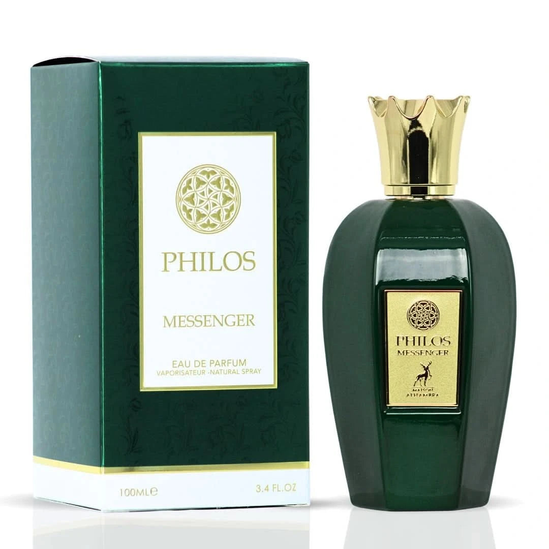 Maison Alhambra Philos Eau de Parfum sprays bundle with two 100ml bottles, showcasing elegant glass bottles and fragrance sprayers.