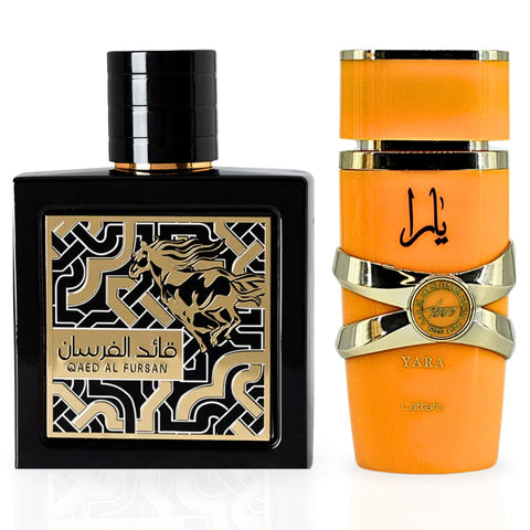 Qaed Al Fursan EDP Spray 90ML & Yara Tous EDP Spray 100ML By Lattafa | For Every Moment, The Ideal Fragrance Duo. (MAJESTIC BUNDLE) - Intense Oud