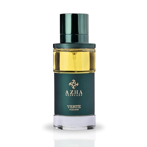 Azha Verte For Him EDP spray 100ML perfume bottle with sleek design, emphasizing its stylish packaging and classic fragrance appeal.